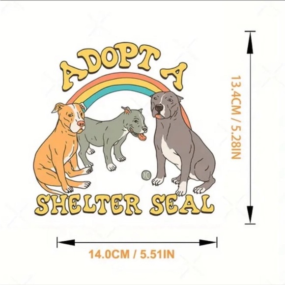 Large Decal Pit Bull Adopt A Shelter Seal, Cute Sticker for Car Truck Laptop - Picture 2 of 3